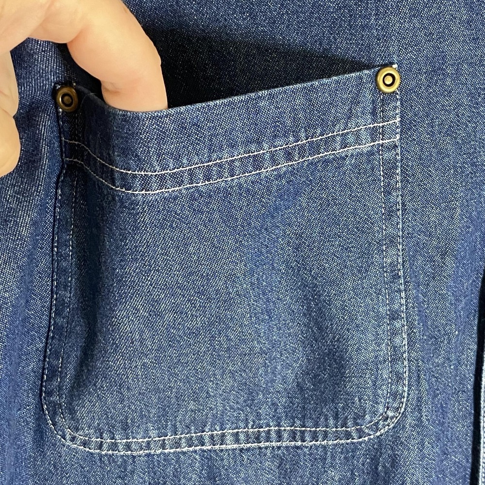 Brazos Shirt Mens Medium Blue Denim Short Sleeve Button Up Workwear Pockets - Picture 8 of 16